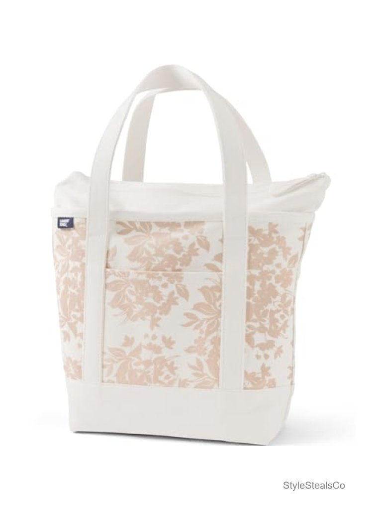 Cotton Canvas Zip Top Tote Bag With Pockets